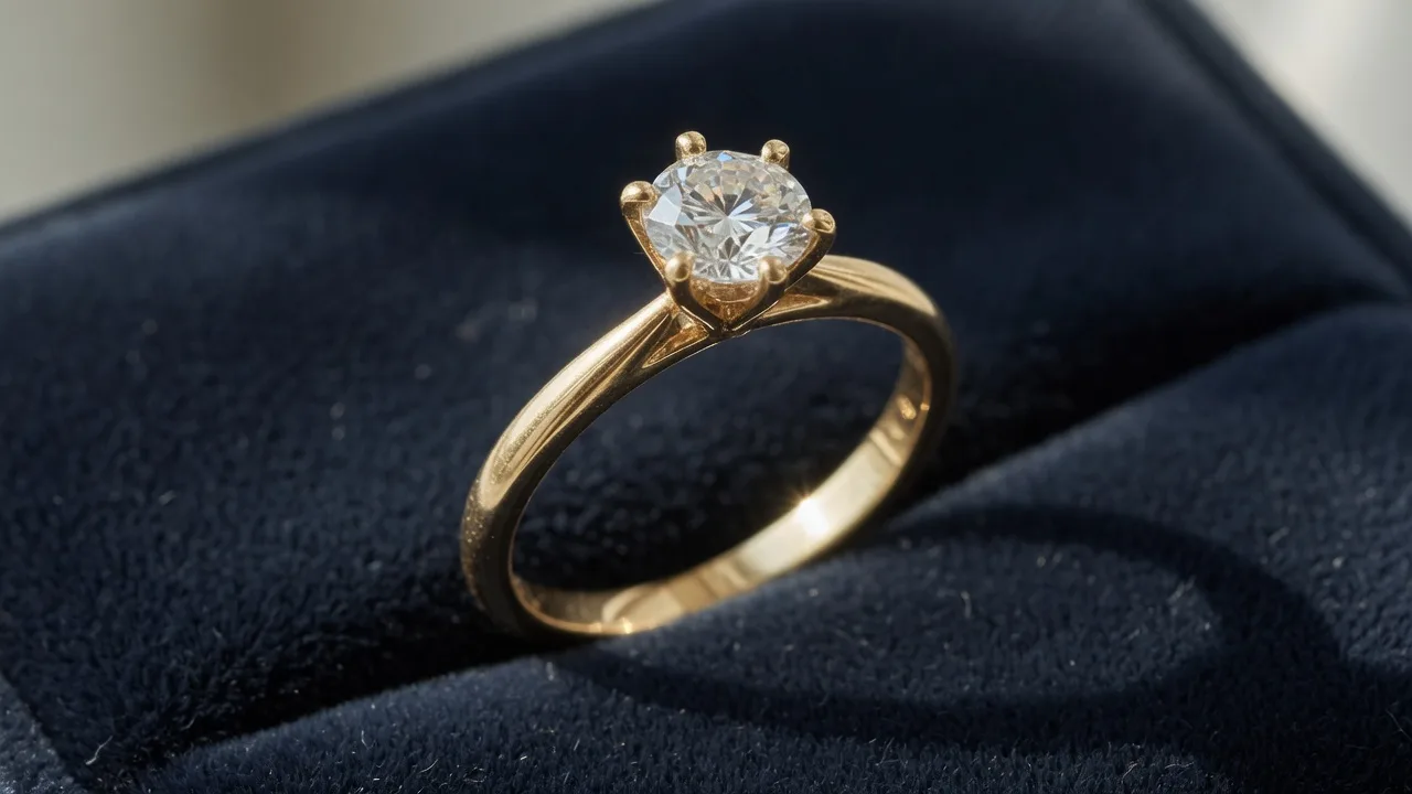 14K gold engagement ring with a diamond, used to separate melt value from the stone
