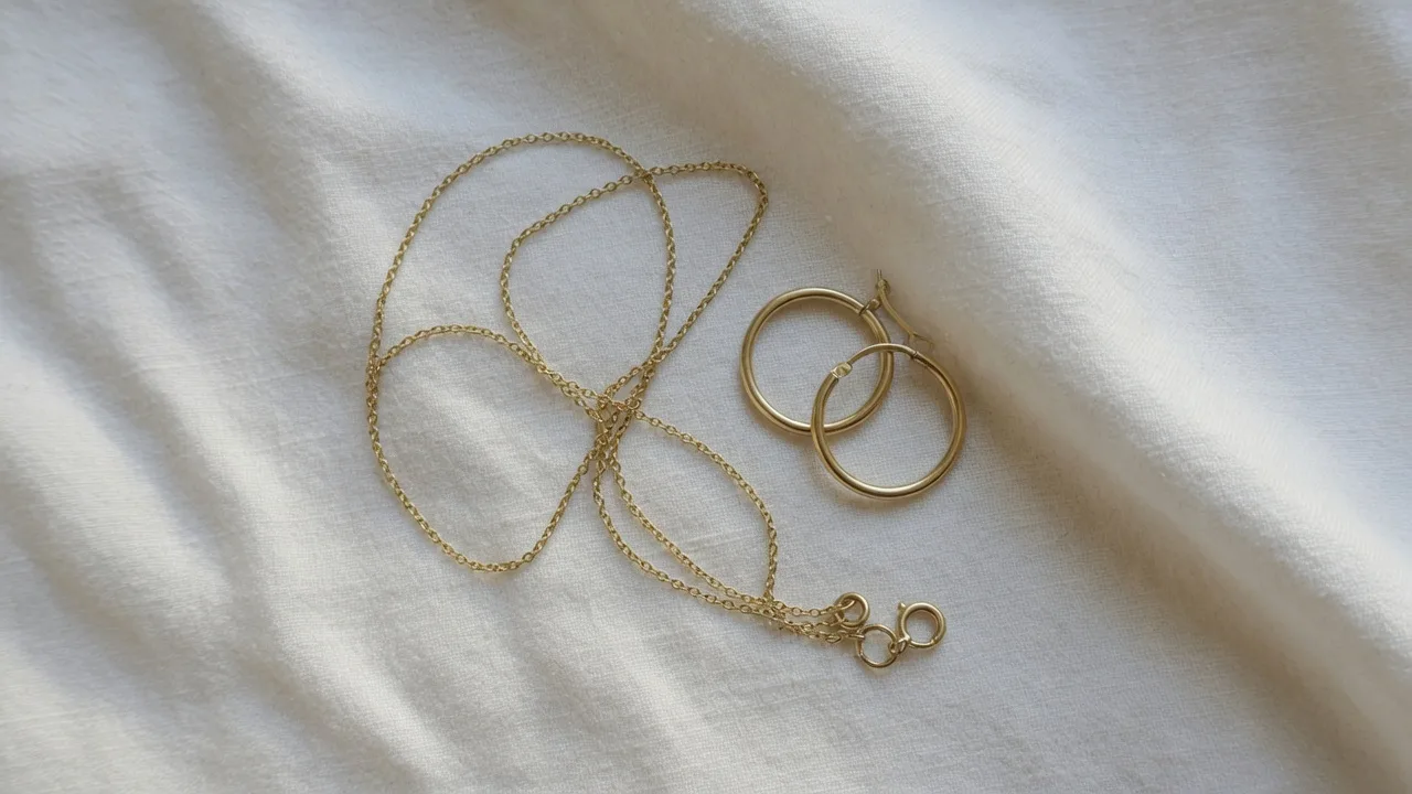 9K gold chain and hoop earrings used to check 375 gold melt value